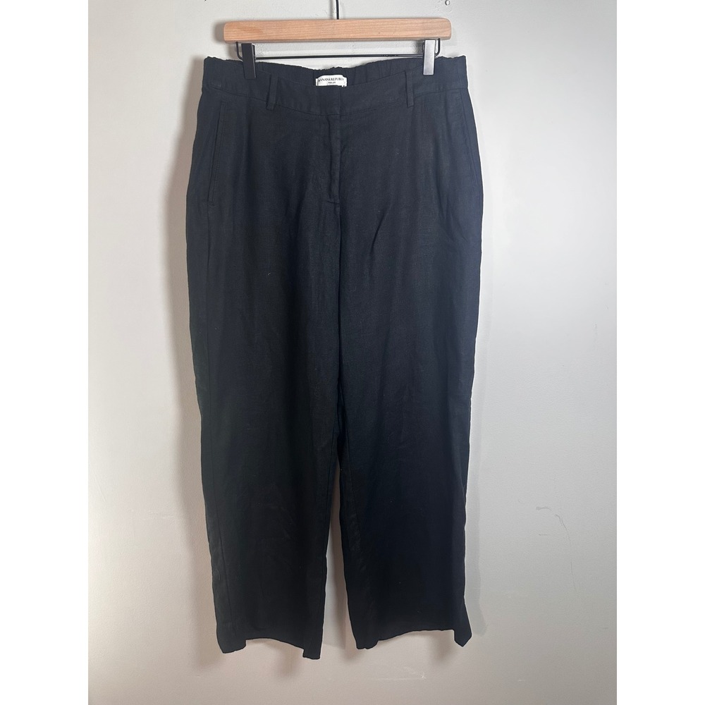 Banana Republic Black European Flax Linen Wide Leg Pants Womens Medium NWOT